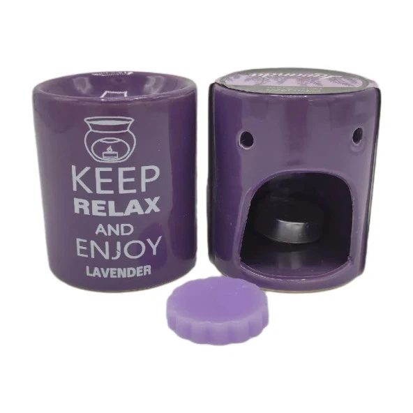 Keep Relax And Enjoy Lavander Seramik Buhurdanlık ve Wax Mum ürün görseli 1