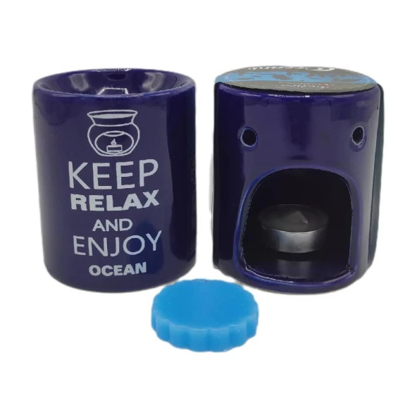 Keep Relax And Enjoy Ocean Seramik Buhurdanlık ve Wax Mum ürün görseli 1