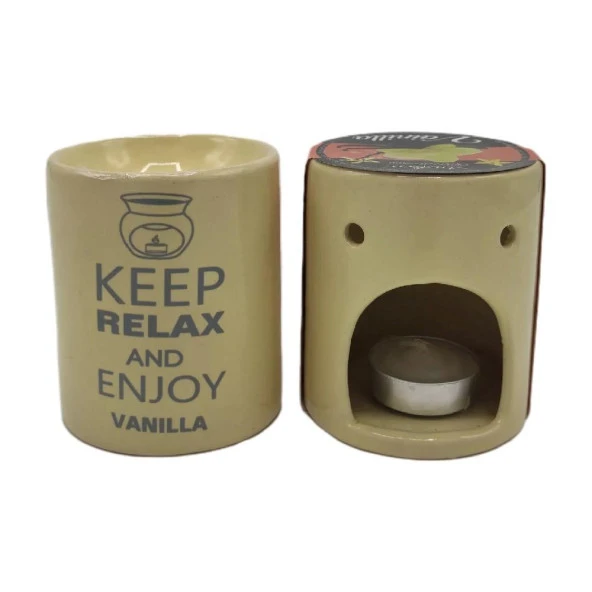 Relax And Enjoy Vanillla Seramik Buhurdanlık ve Wax Mum ürün görseli 1