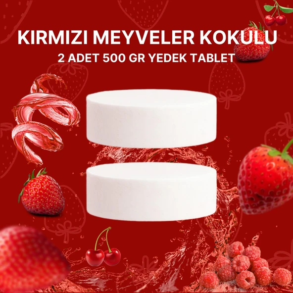 2x500 Gram - Kırmızı Meyve Kokulu, Nem Alıcı Rutubet Ve Küf Önleyici Yedek Tablet ürün görseli 1