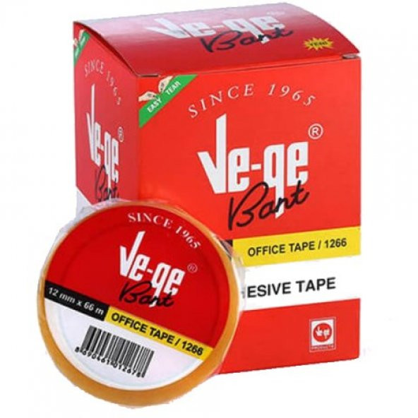 VEGE 12 mm x 66 mt ŞEFFAF İzole Bant Yellow Office tape 1266 ürün görseli 1