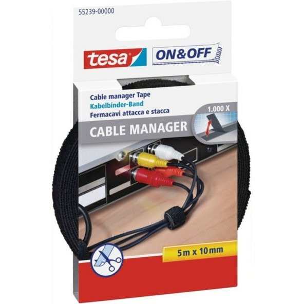 TESA (ALMAN MARKASI) On & Off Cırt Bant Kablo Toplayıcı 5mx10mm ürün görseli 1