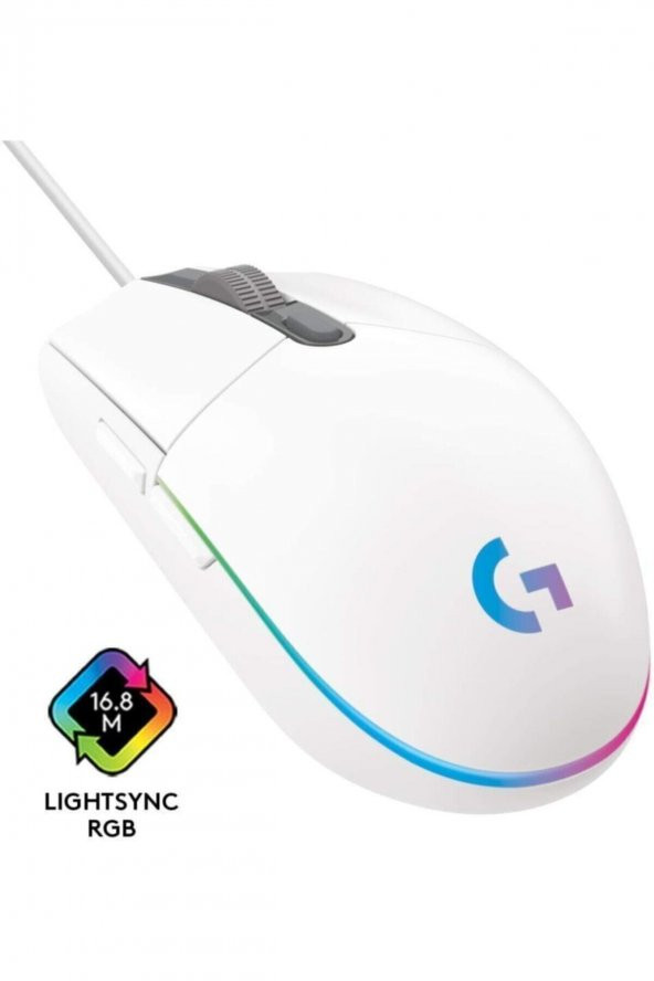 Logitech G102 LightSync Optik Kablolu Oyuncu Mouse Beyaz ürün görseli 1