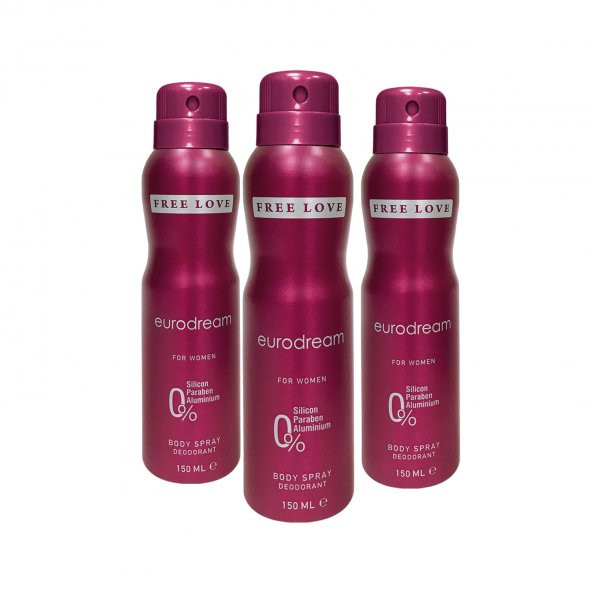 Free Love Eurodream Kadın Deodorant 150 ml 3 Adet ürün görseli 1