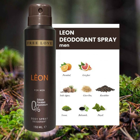 Free Love Leon Erkek Deodorant 150 ml - Resim 2