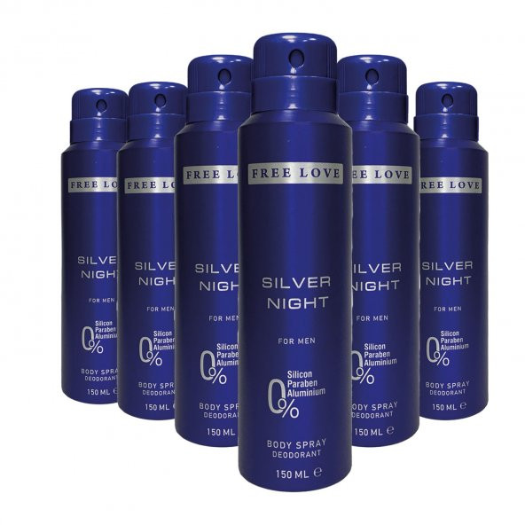 Free Love Silver Night Erkek Deodorant 150 ml 6 Adet ürün görseli 1