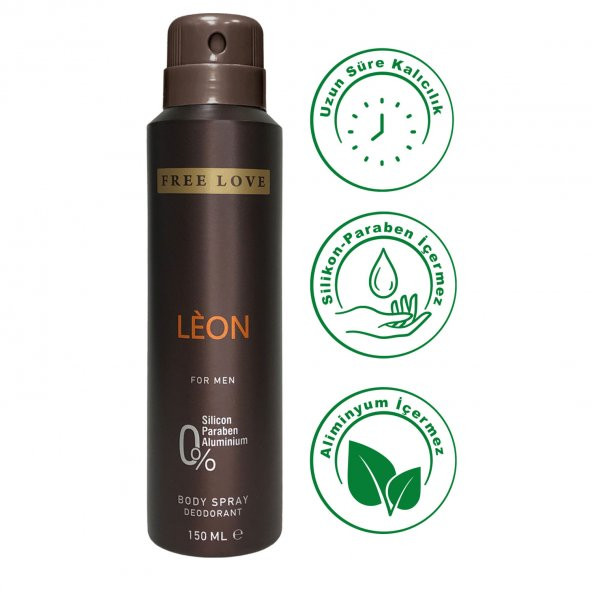 Free Love Leon Erkek Deodorant 150 ml - Resim 3