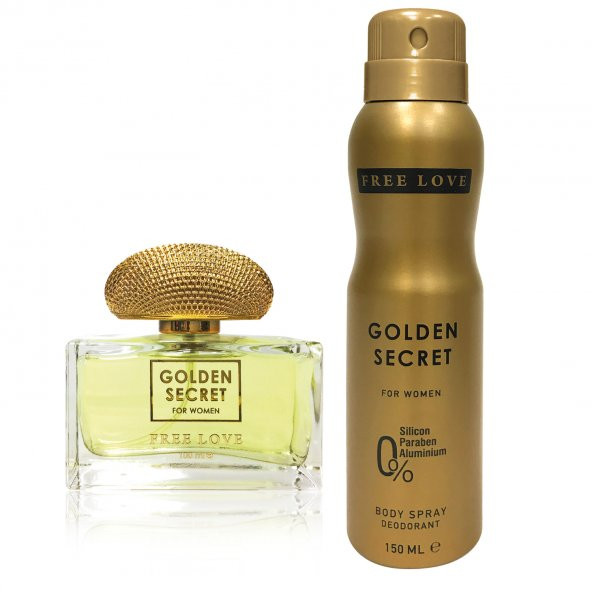 Free Love Golden Secret EDP Kadın Parfüm 100 ml ve Deodorant 150 ml ürün görseli 1