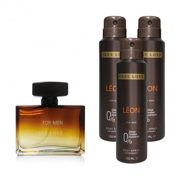 Free Love Leon EDP Erkek Parfüm 100 ml ve Deodorant 150 ml 3 Adet ürün görseli 1