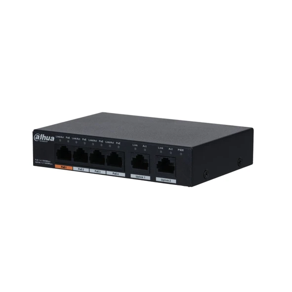 Dahua PFS3006-4GT-60 4 Port Gigabit PoE + 2 Port Uplink Yönetilemeyen PoE Swich ürün görseli 1