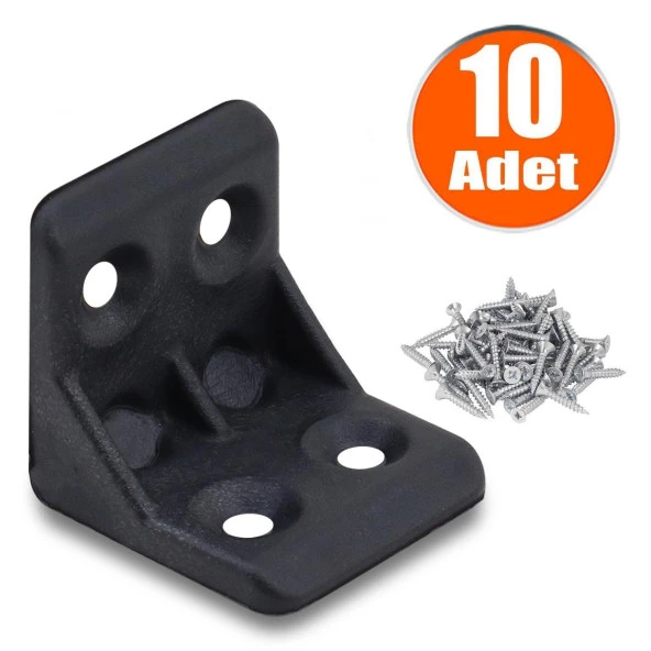 Mobilya Dolap Köşe Bağlantı Sabitleme L Gönye 25x25x25 mm Siyah (10 ADET) ürün görseli 1