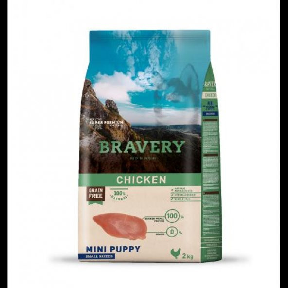 Bravery Tahılsız Tavuk Etli Küçük Irk Yavru Köpek Maması 2 Kg ürün görseli 1