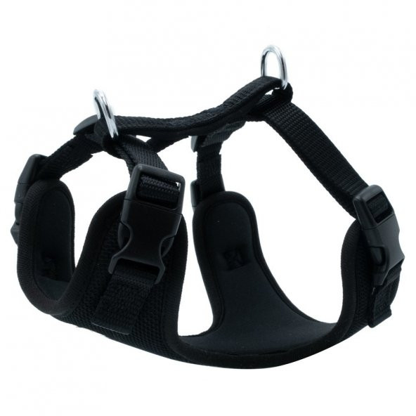 Doggie Havalı Dokuma Köpek Göğüs Tasması XS 1.5x35-45cm Siyah ürün görseli 1
