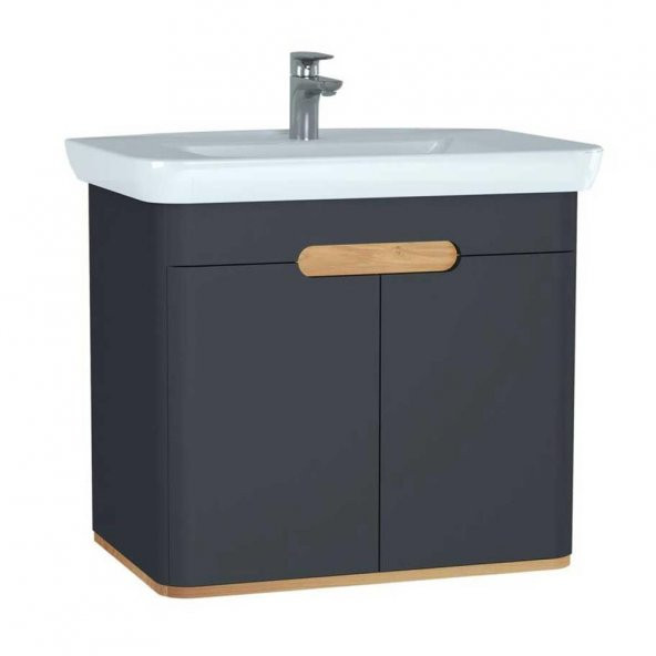 VitrA Sento Lavabo Dolabı 80 cm Kapaklı Mat Antrasit 60809 ürün görseli 1