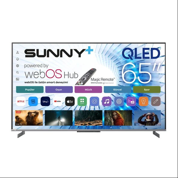 Sunny Plus 65" SN65LEDS-W03M 165 Ekran 4K Ultra HD webOS Smart QLED TV Dahili Subwoofer Televizyon