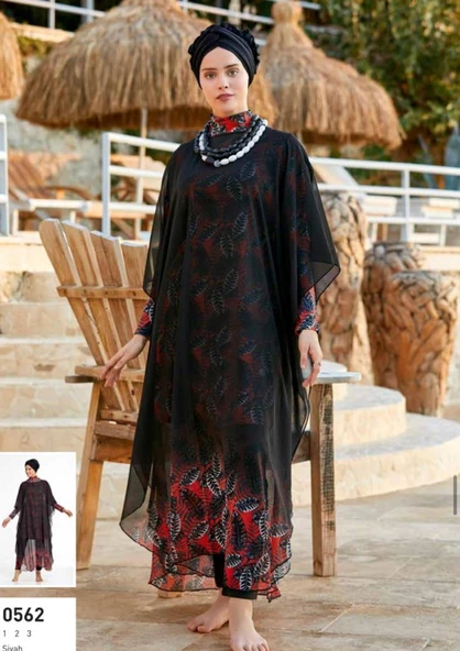 Adasea Maresiva 0562 Pareo Tesettür Mayo Üzerine  Kaftan ürün görseli 1