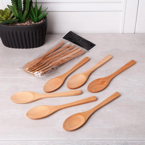 Hometarz 6 lı Bambu Kaşık Salça Kaşığı Bambu Kaşık Set 17 cm ürün görseli 1