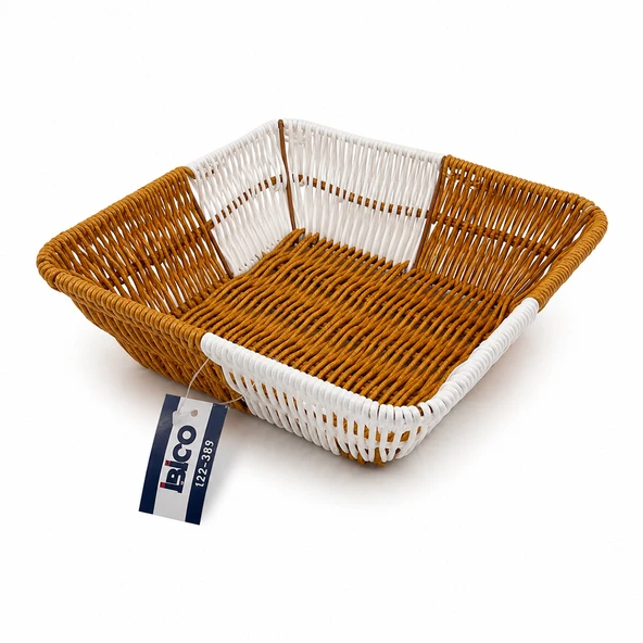KARE HASIR K.RENGİ - BEYAZ EKMEK SEPETİ 24CM (5477)