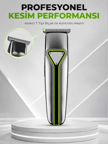 Şarjlı Saç Sakal Tıraş Makinesi T Başlıklı 1 2 3 mm Taraklı Kablolu ve Kablosuz Kullanım