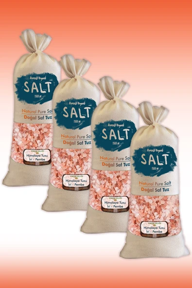 Himalaya Tuzu 4 Kg. Bez Torbada (1kg.x4ad.) İri Taneli Pembe Renk Himalaya Orijinal Tuz ürün görseli 1