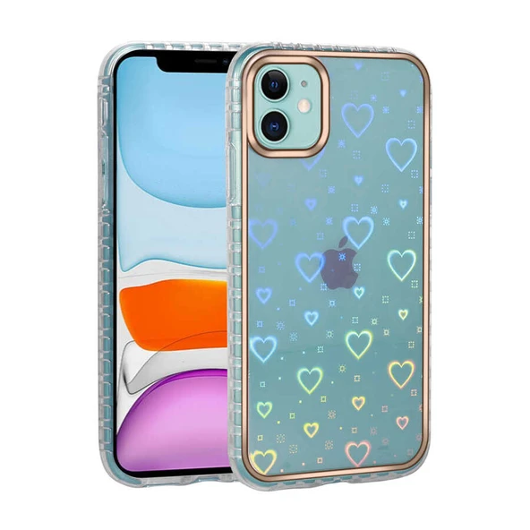 Lexroo iPhone 11 Kılıf Desenli Parlayan Transparan Avva Kılıf - NO4 Akıllı Telefon