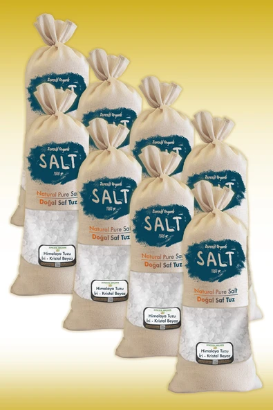 Himalaya Tuzu 8 Kg. Bez Torbada (1kg.x8ad.) İri Taneli Beyaz Renk Himalaya Orijinal Tuz ürün görseli 1