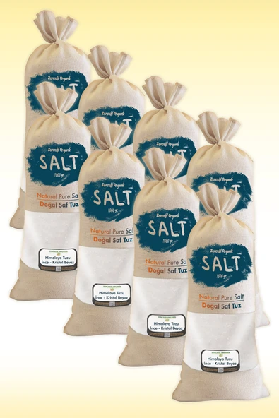 Himalaya Tuzu 8 Kg. Bez Torbada (1kg.x8ad.) İnce Çekim Beyaz Renk Yemeklik Himalaya Orijinal Tuz ürün görseli 1