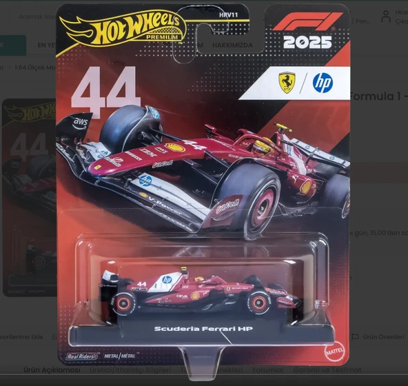 Hot Wheels Premium 2025 Formula 1 - Scuderia Ferrari Hp No:44