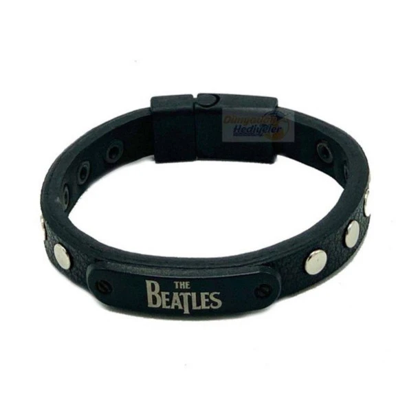Beatles Figürlü Unisex Deri Çelik Bileklik ürün görseli 1