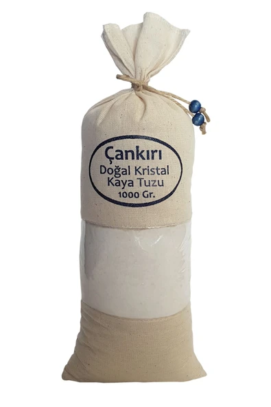 Çankırı Tuzu 1 Kg. Bez Torbada Ince Çekim Yemeklik Orijinal Çankırı Tuz Kristal Kaya Tuzu Sofralık ürün görseli 1