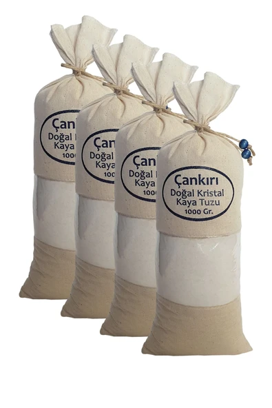 4 Adet Çankırı Kristal Kaya Tuzu ( Ince Çekilmiş Beyaz ) Bez Torbada 4 Kg. Orijinal Çankırı Tuz ürün görseli 1