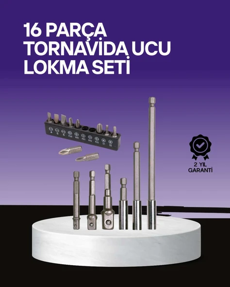Çok Amaçlı 16lı Bits Uç Seti Dayanıklı Tornavida Adaptör