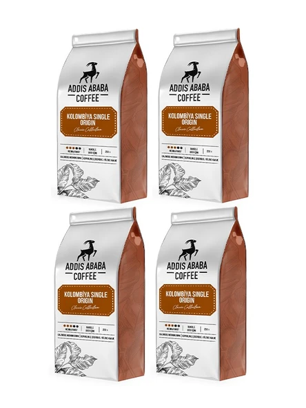 Addis Ababa Coffee Colombia Single Origin Coffee 4 lü Avantajlı Paket Çekirdek Kahve 1000 Gram ürün görseli 1