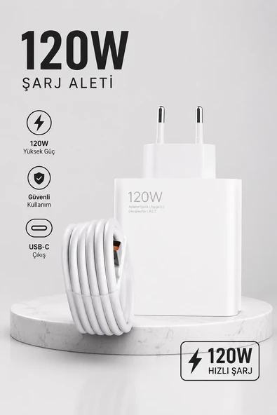Turbo Hızlı Şarj Destekli 120W USB-C Şarj Seti