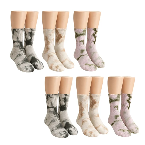 Unisex Batik Desenli Çorap 6'lı Set Pamuklu Uzun Soket Dikişsiz Nefes Alan Günlük Spor Konfor Çorabı — Çok Renkli, 36-40