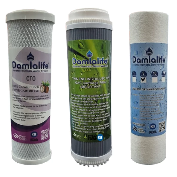 Damlalife 10'' Housing Açık kasa Su Arıtma Cihazı Ön 3lü Filtre Seti ürün görseli 1