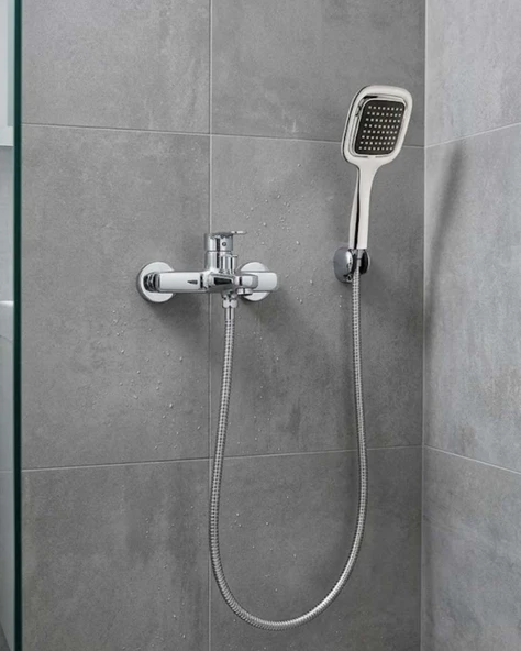 Siyah Duş Seti El Duşu Başlığı Spiral Hortum Dayanıklı Banyo Duş Aksesuarı