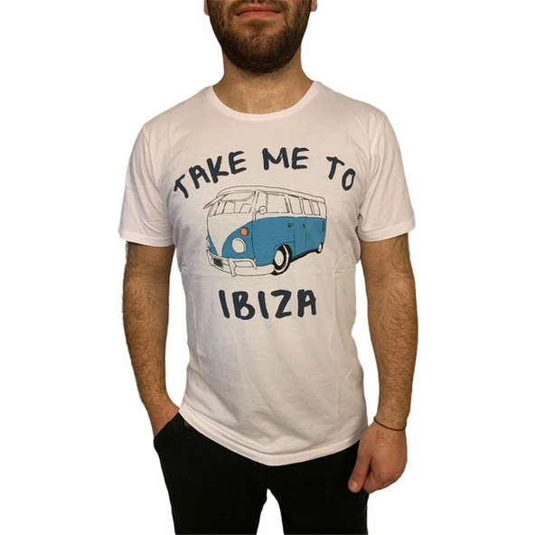 Men Tshırt İbiza- Whıte Erkek T-Shirt 21609-24