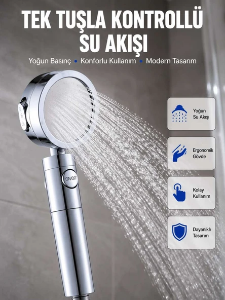 ve Yağmur Modlu Su Tasarruflu Duş Başlığı