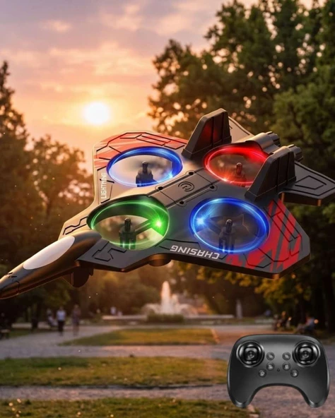 Uzaktan Kumandalı Drone Uçak LED Işıklı 360 Derece Akrobatik Hareket Özellikli
