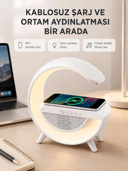 5.0 Hoparlör – Kablosuz Şarj, RGB Gece Lambası ve FM Radyo