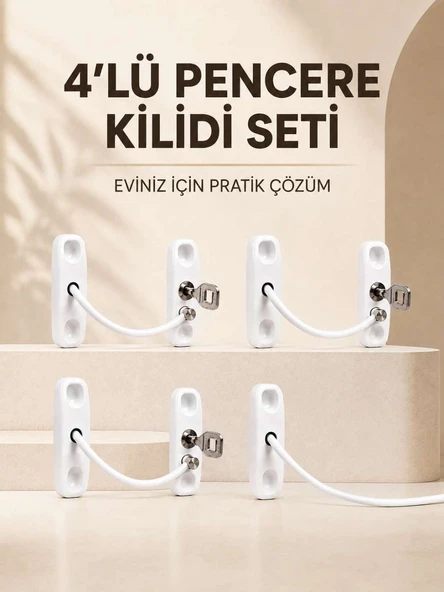 Ev Tipi Pencere Güvenlik ve Emniyet Kilidi 4 Adet Set