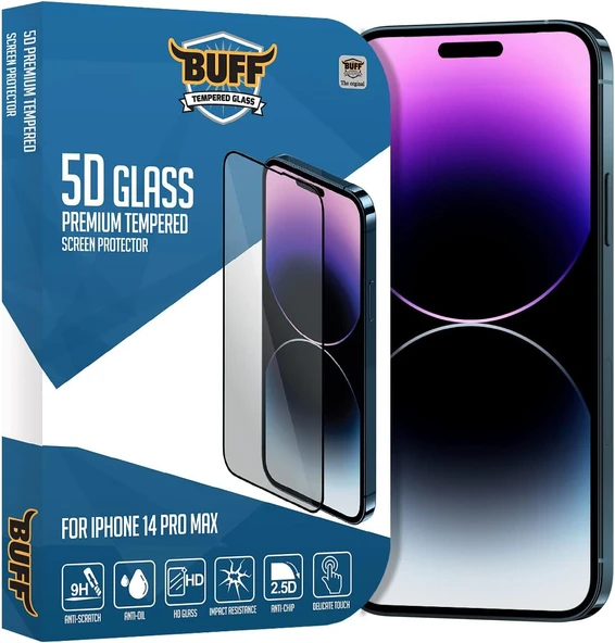 Lexroo Buff iPhone 14 Pro Max 5D Glass Ekran Koruyucu