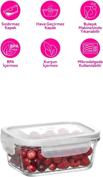 Lexroo Fresco Tekli Saklama Kabı, 400 cc, Cam