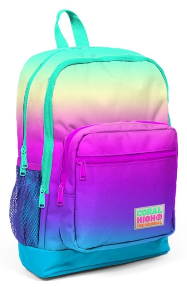 Coral High Pembe-Yeşil-Mavi Renk Desenli İlkokul ve Günlük Sırt Çantası - Kız Çocuk ürün görseli 1
