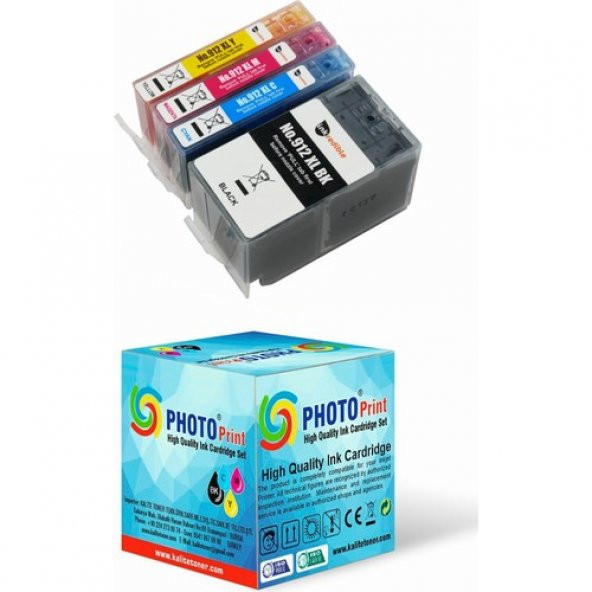 Photo Print Hp Officejet 8012 All-In-One 912XL-917XL 4 Renk Muadil Kartuş Seti 1.500 Sayfa ürün görseli 1