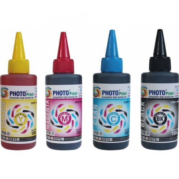 Photo Print HP Yazıcılar İçin Bitmeyen Kartuş 4 Renk 100 ml Japon Mürekkep Seti ürün görseli 1