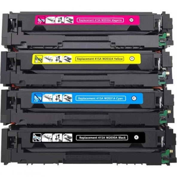 Xplus HP 415A (W2030A-W2031A-W2032A-W2033A) Uyumlu 4 Renk Muadil Toner Seti ürün görseli 1