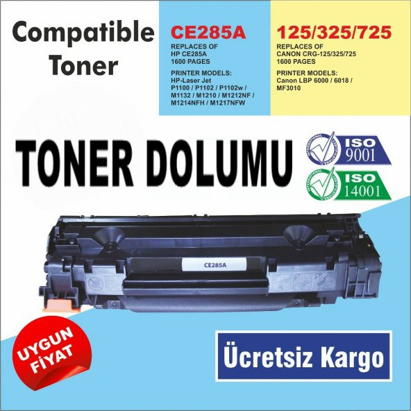 HP CE285A TONER DOLUMU 85A P1102/1132/1212/725/712 ürün görseli 1