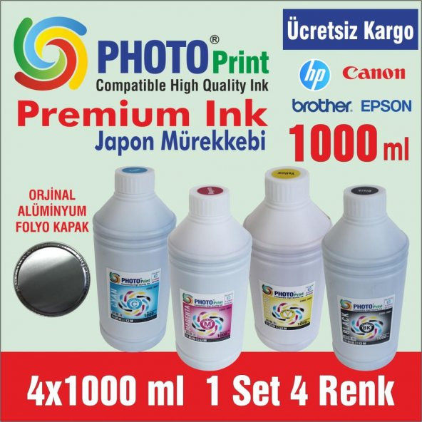 Hp-Canon Yazıcılar için 4 Renk 1000 ml Mürekkep SETİ PHOTO PRİNT ürün görseli 1